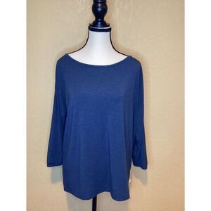 Toad & Co Classic Navy Blue Long Sleeve Tunic Top Women's Medium 100% Cotton Eco